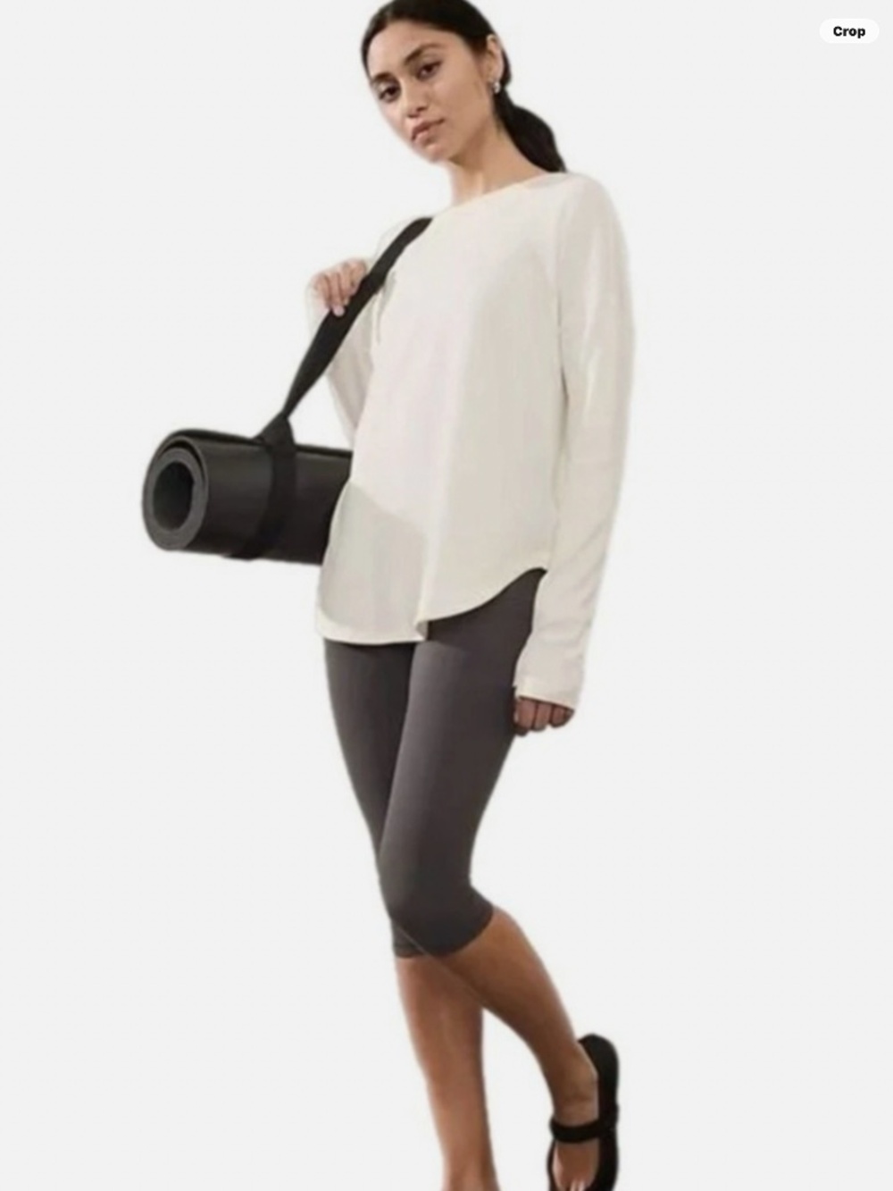 ATHLETA PRESENCE CREAM OPEN BACK ATHELEISURE OPEN BACK SWEATHSIRT - XS